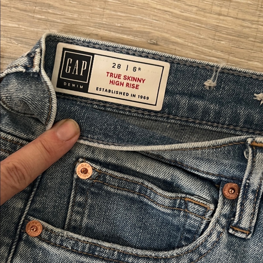 GAP Distressed Gray Denim Jeans